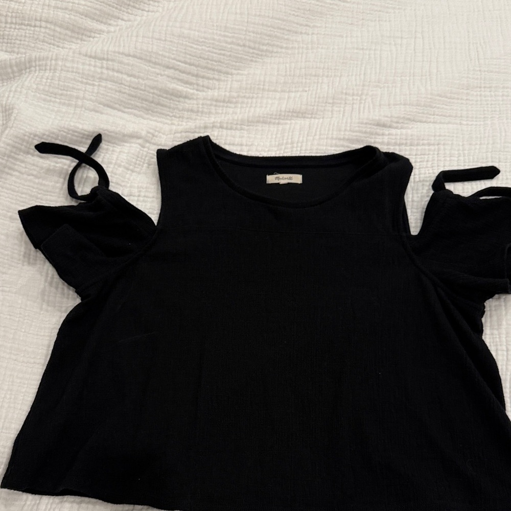 Madewell Black Tie-Sleeve Crop Top